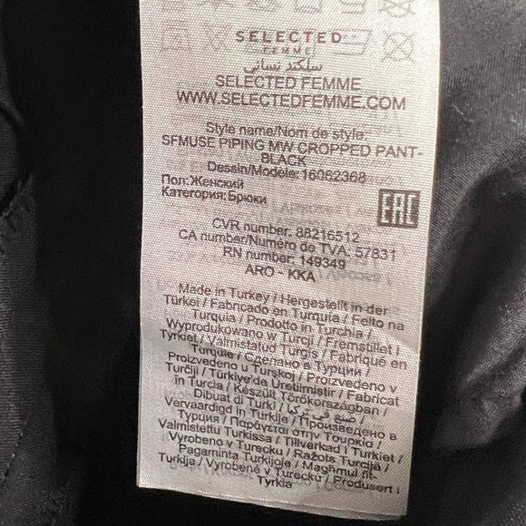 ASOS Selected Femme Muse Pipping MW Cropped Pant  Black/Red Pipping Size 36 - Picture 13 of 14